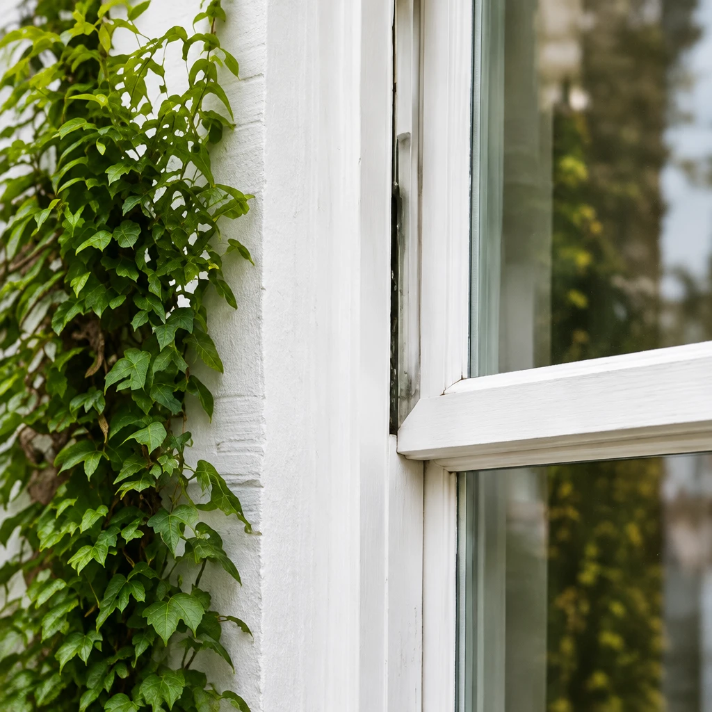 Sfeerbeeld: verzorgd wit kozijn met groen blad